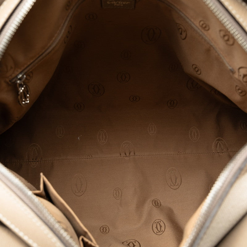 Cartier Marcello Tote Bag Shoulder Bag 2WAY Beige Grey Canvas Leather  Cartier