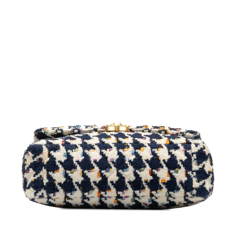 Chanel 19 Chain Shoulder Bag White Navy Multicolor Tweed Leather  Chanel