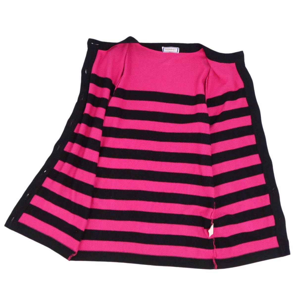 Vint Ivan Laurent Yves Saint Laurent s Cardigan Long Sleeve Boundary Tops  M Equivalent  Pink/Black  Nitted