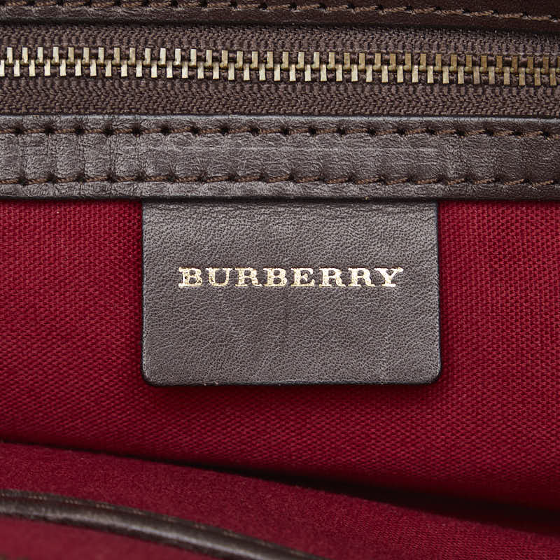 Burberry Noneva 格紋托特包單肩包米色棕色羊毛皮革 BURBERRY