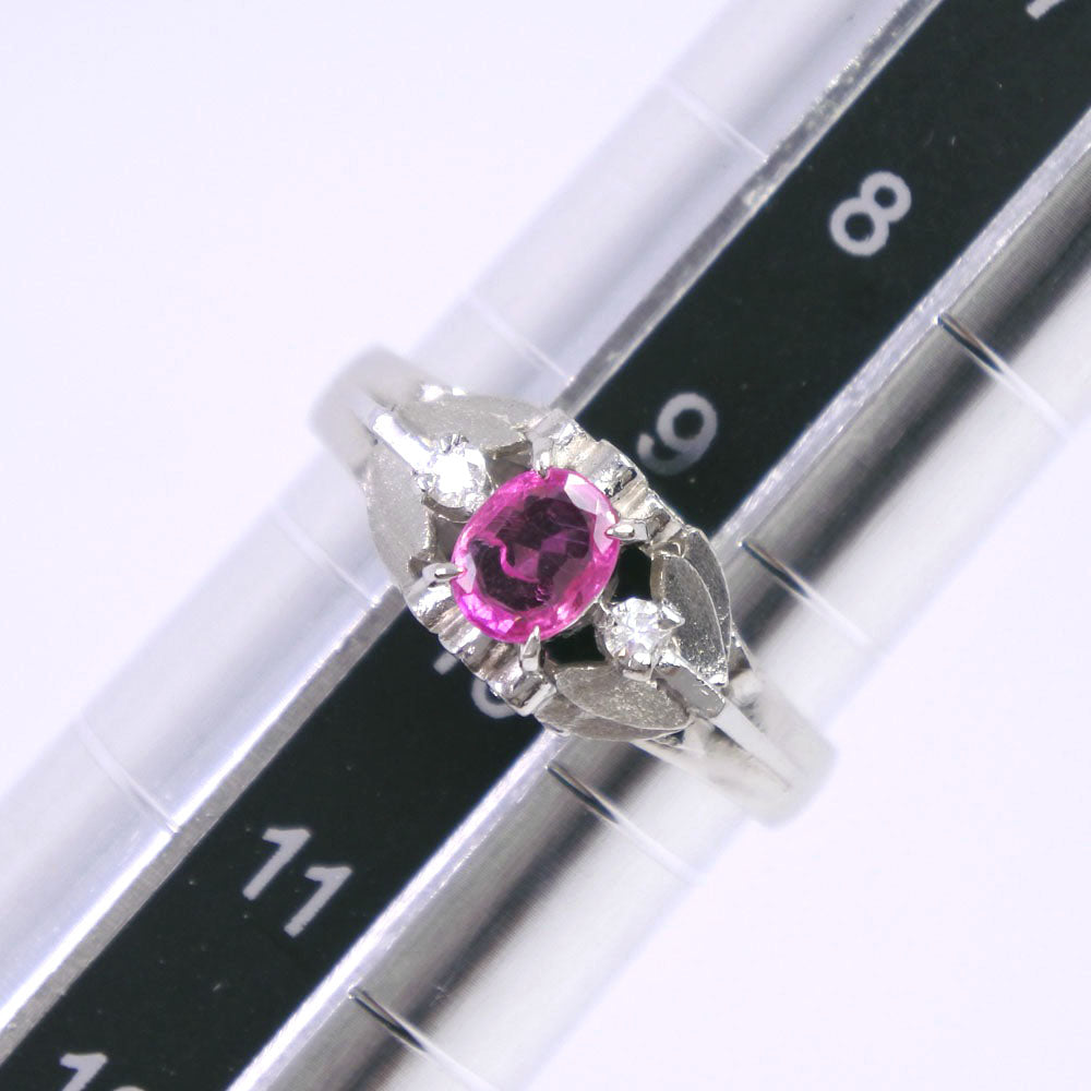 9.5 . Ring Ring Pt900 Platinum x Ru x Diamond Pink  4.4g    Cl