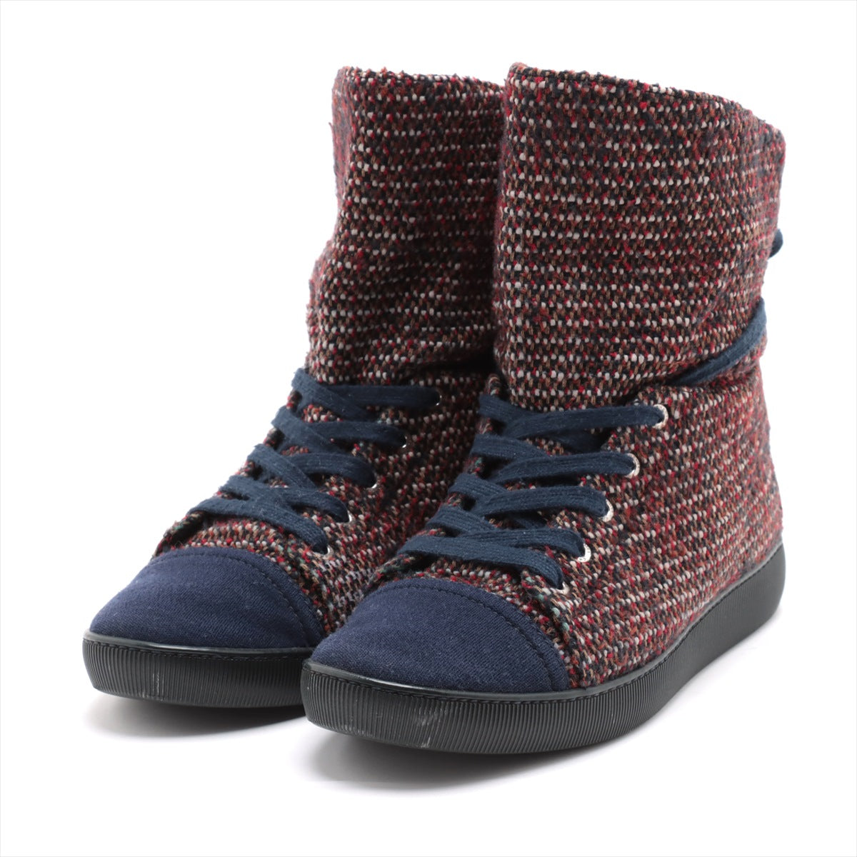 Chanel Coco 14AW Tweed Highcut Sneaker 40 1/2  Multicolor G30136
