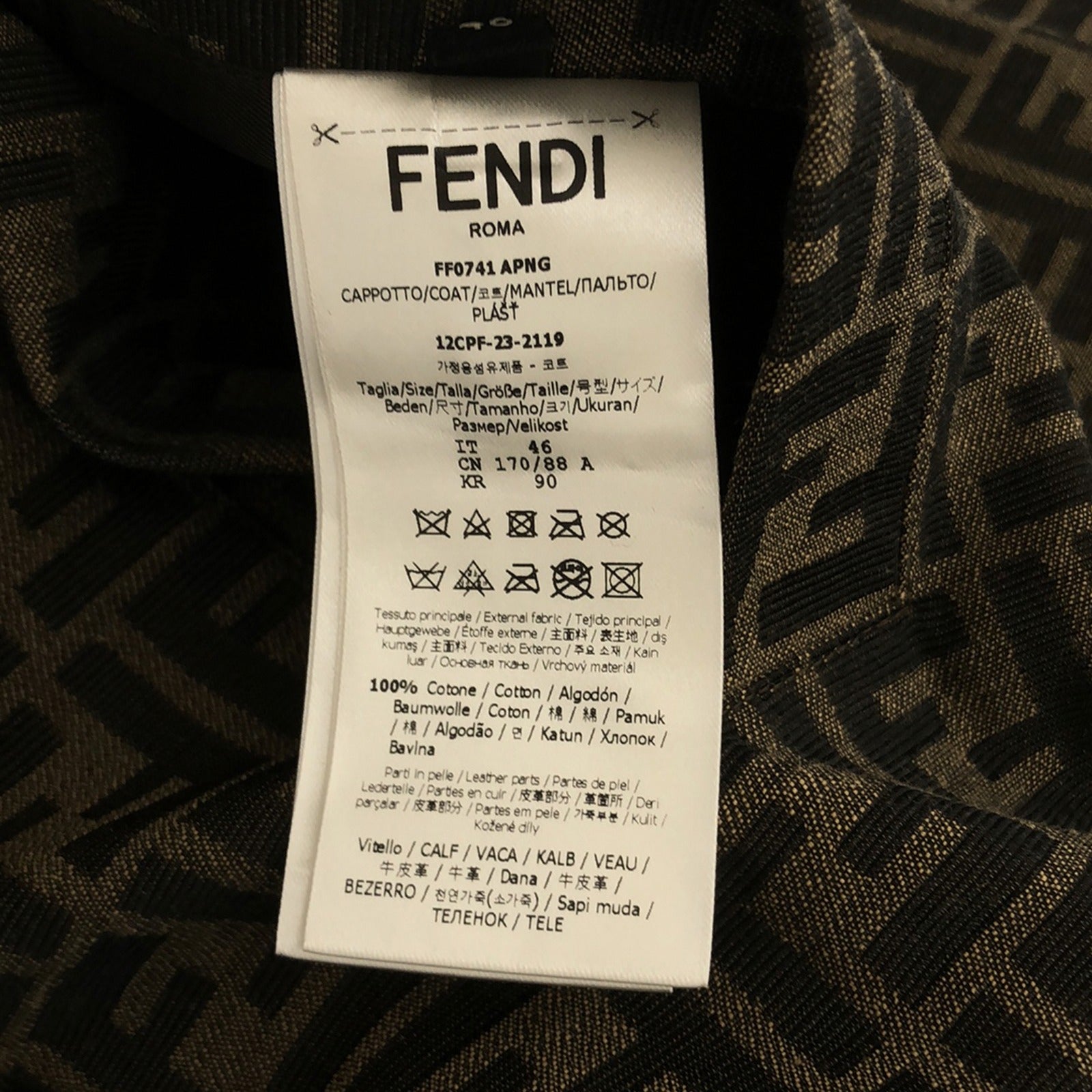 Fendi Fendi Trent Coat Outdoor Cotton  Beige FF0741APNGF1M2L46