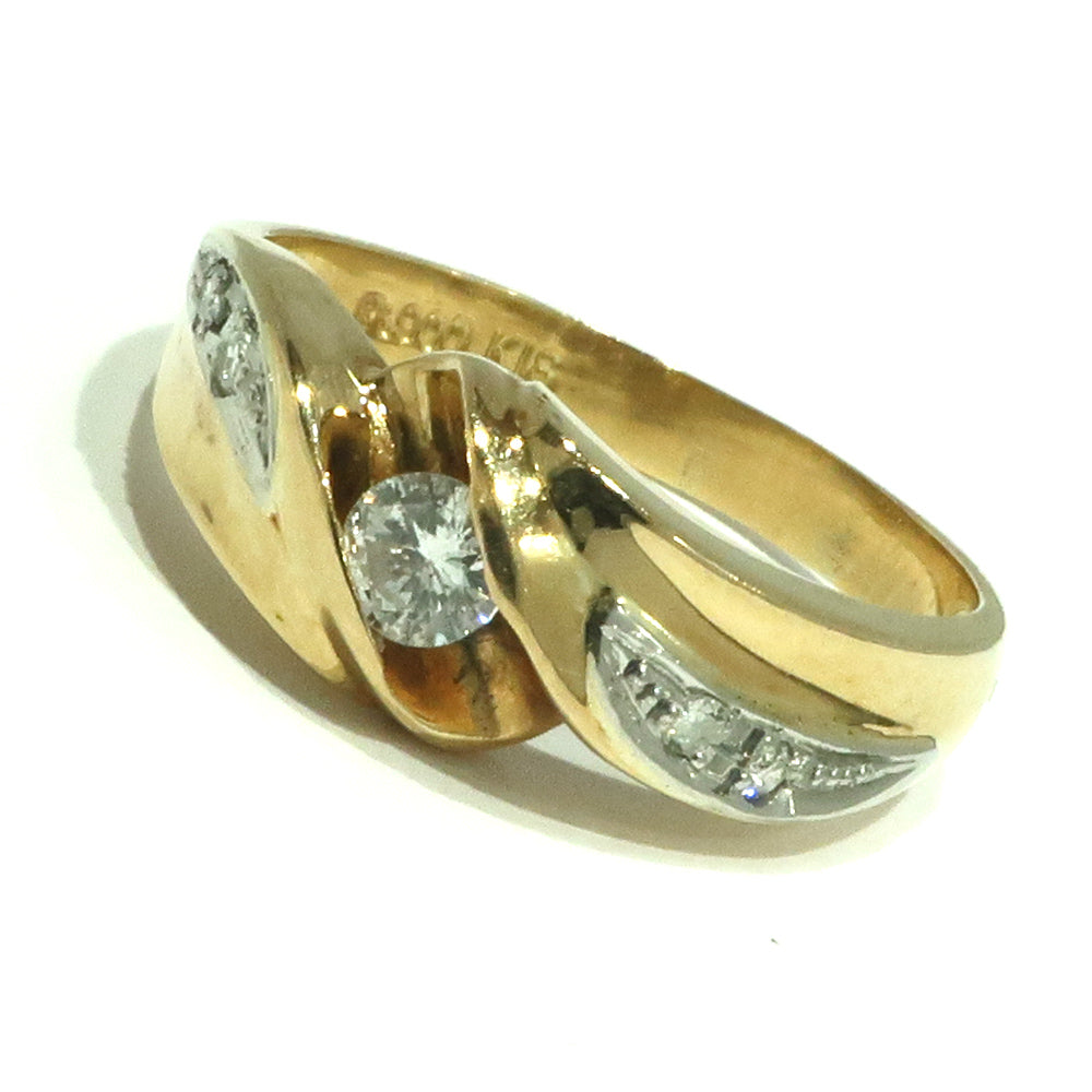 Jewelry Accessories Ring K18 Yellow G pt900 Diamond 0.20ct Combi 15.5 . Approximately 3.2g  Design