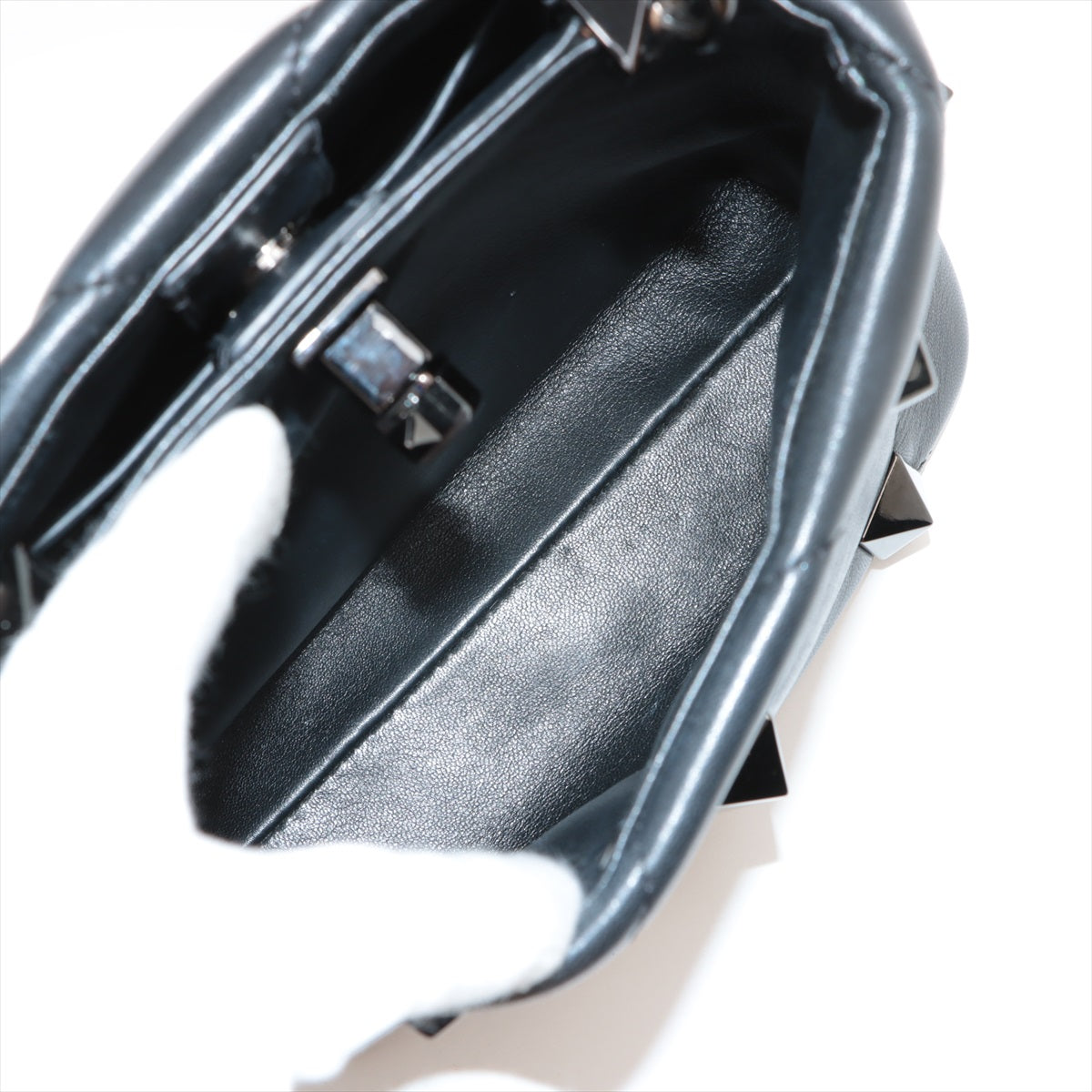 Valentino Garavani Romanstads Leather x Stads 2WAY Handbag Black