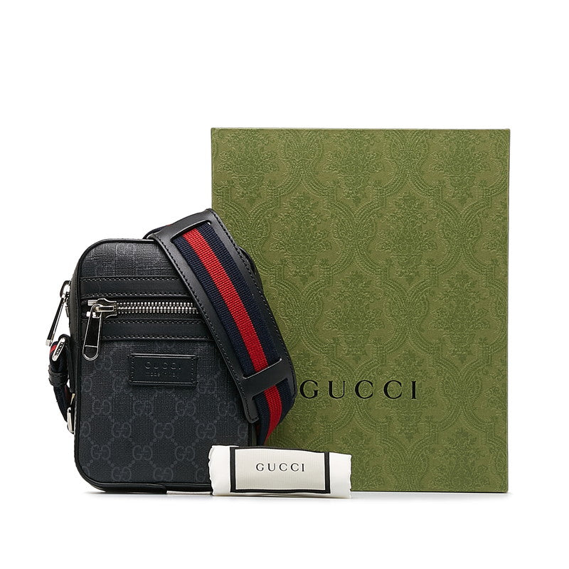 Gucci GG Supreme Sherry Line Diagonal Shoulder Bag 598103 Black