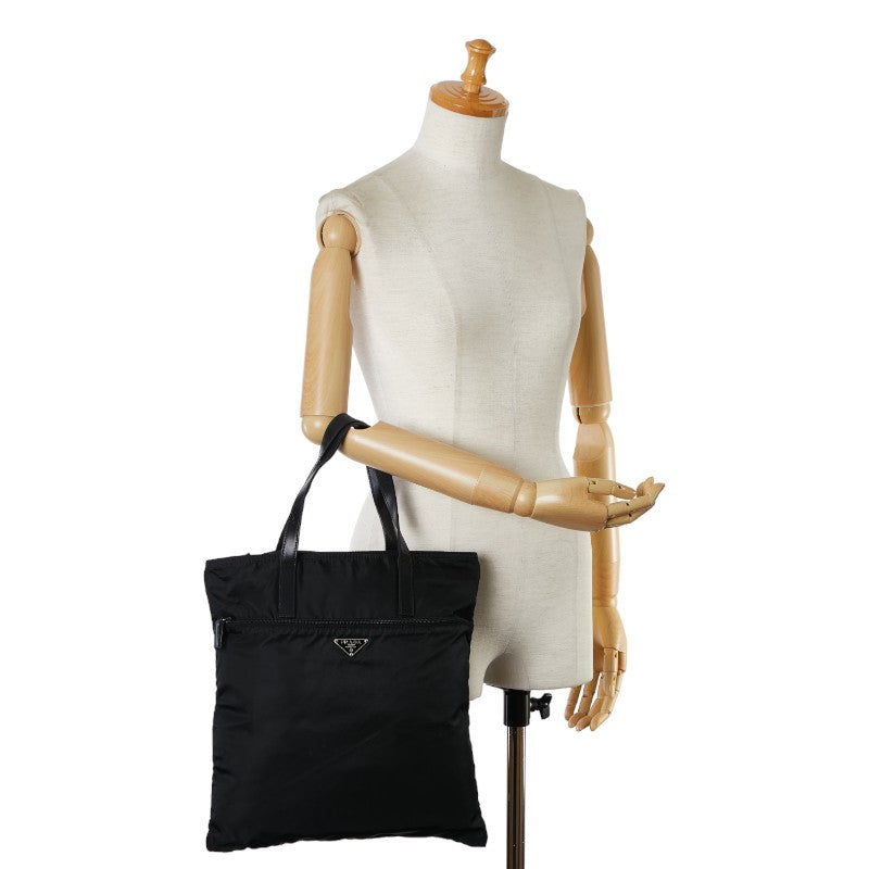 Prada Triangle Logo  Bag Handbag BR418Z Black Nylon Leather  Prada