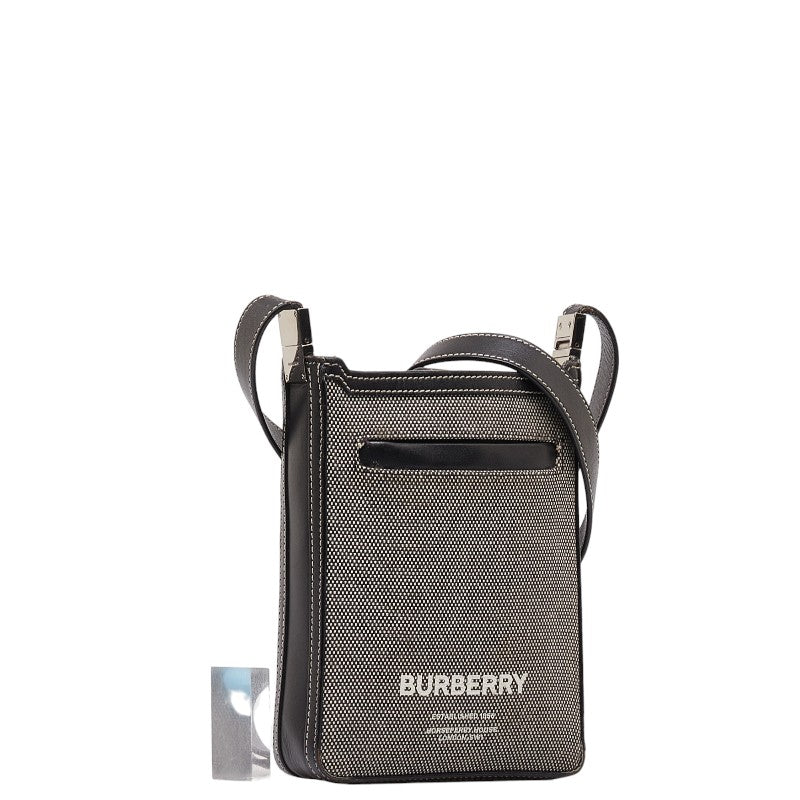 Burberry Mini-Hospery Cross Bag Horse Ferry Shoulder 8050842 Grey Black Canvas Leather  BURBERRY