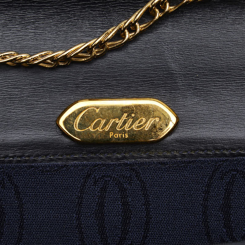 Cartier Shoulder Bag Party Bag Black Leather  Cartier