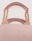 CHANEL DOUVILLE GM Stretch x Canvas 2WAY Handbag Pink Gold