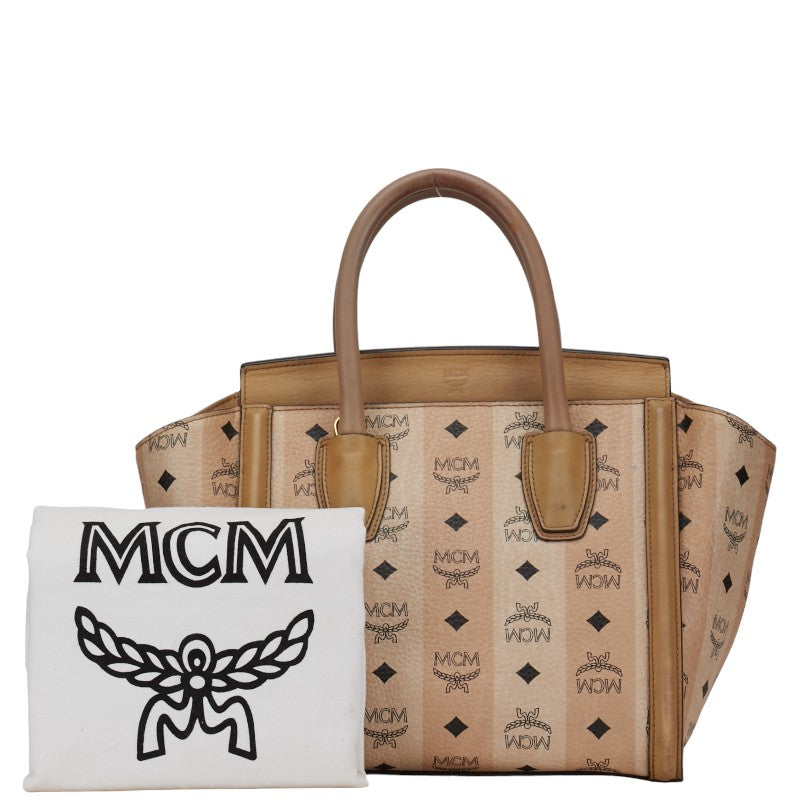 MCM Visetos Logo Tote Bag Handbag Brown Beige Leather  MCM MCM