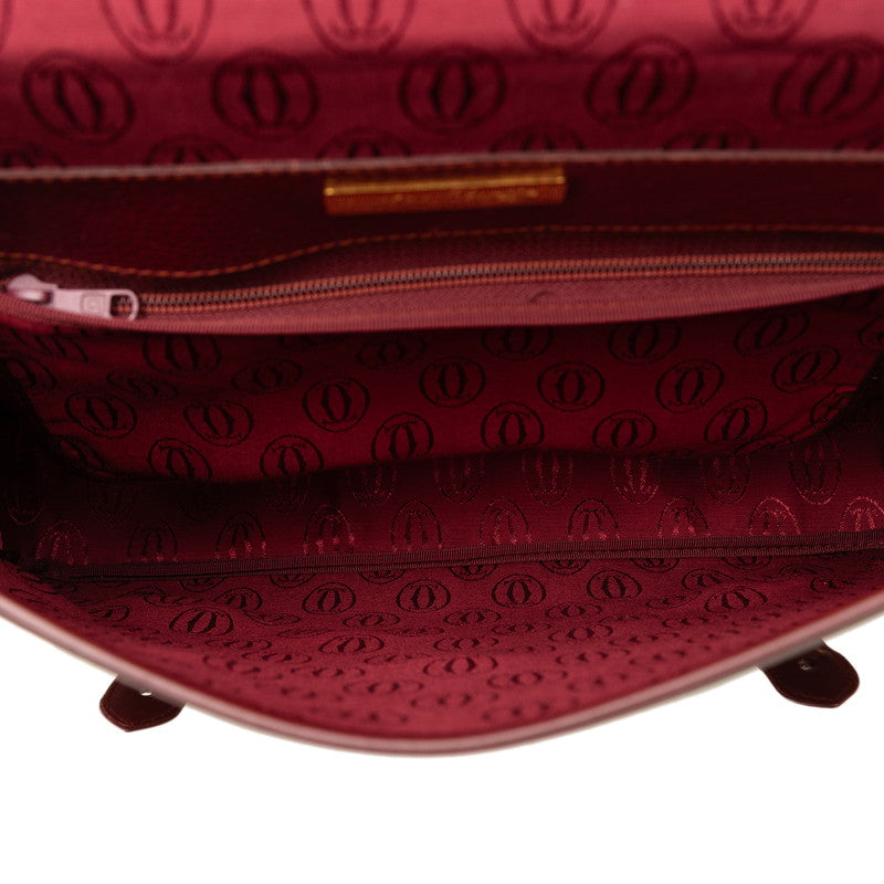 Cartier Masterline Business Bag Briefcase Wine Red Bordeaux Leather Men Cartier