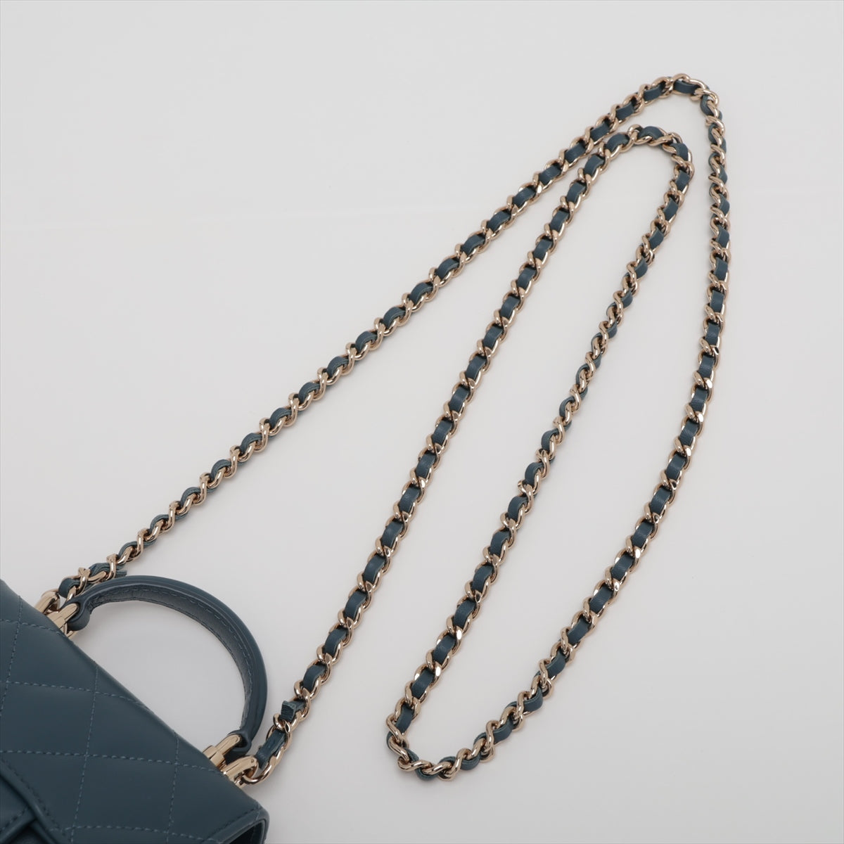 Chanel Mini Matrasse  Chain Shoulder Bag Top Handle Blue G  AP2682