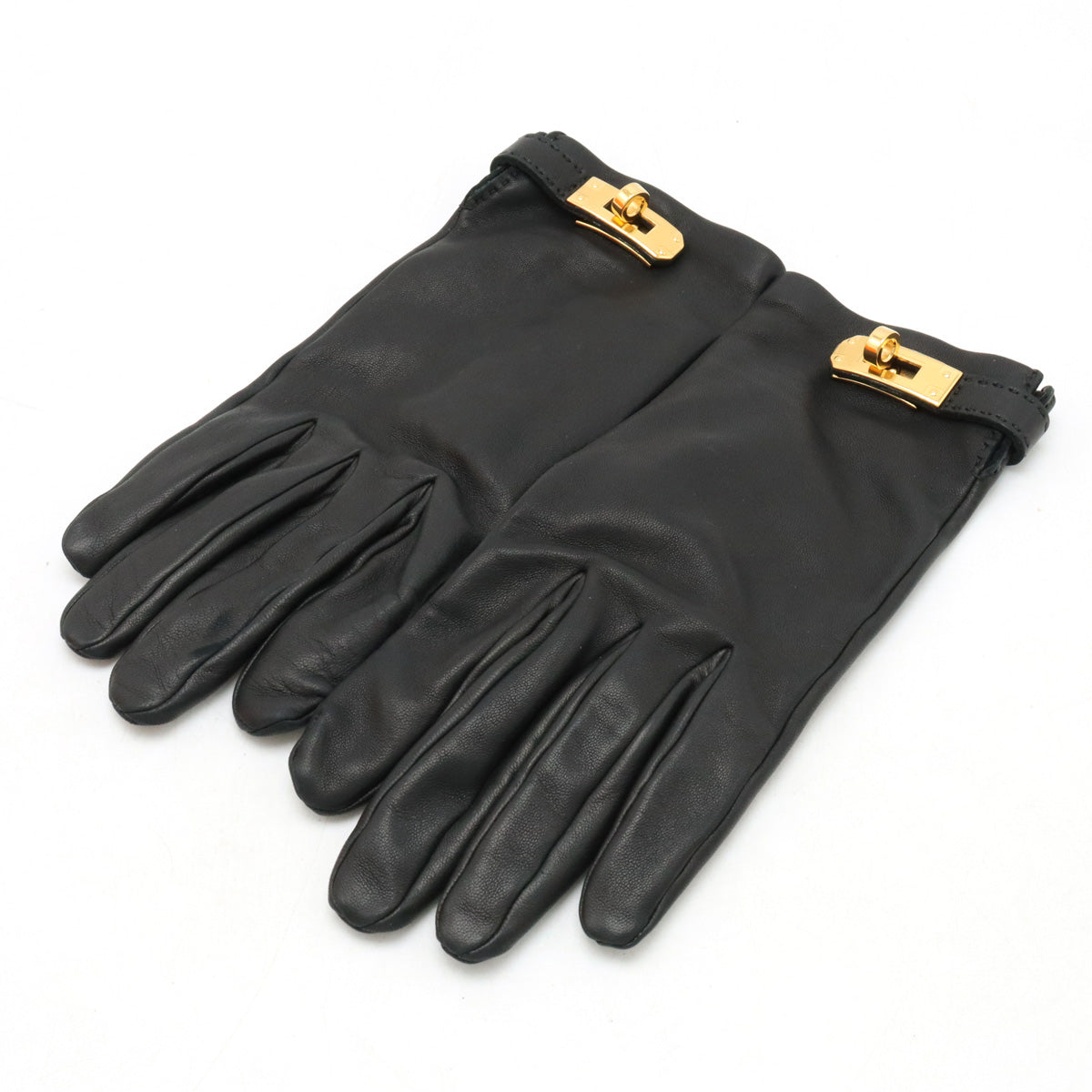 Hermes Kelly Gants Femme Soya Globe Gloves Black Black Black Gold  