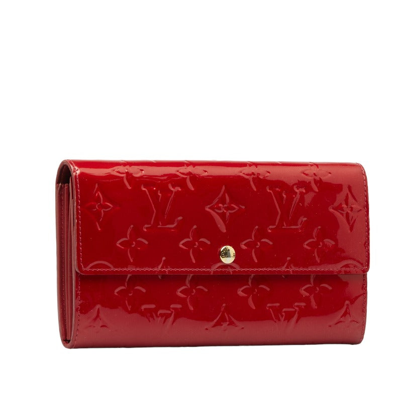 Louis Vuitton Monogram Vernis Portefolio Sarah Long Wallet M93530 Pochette Dam Rule Red Patent Leather  Louis Vuitton