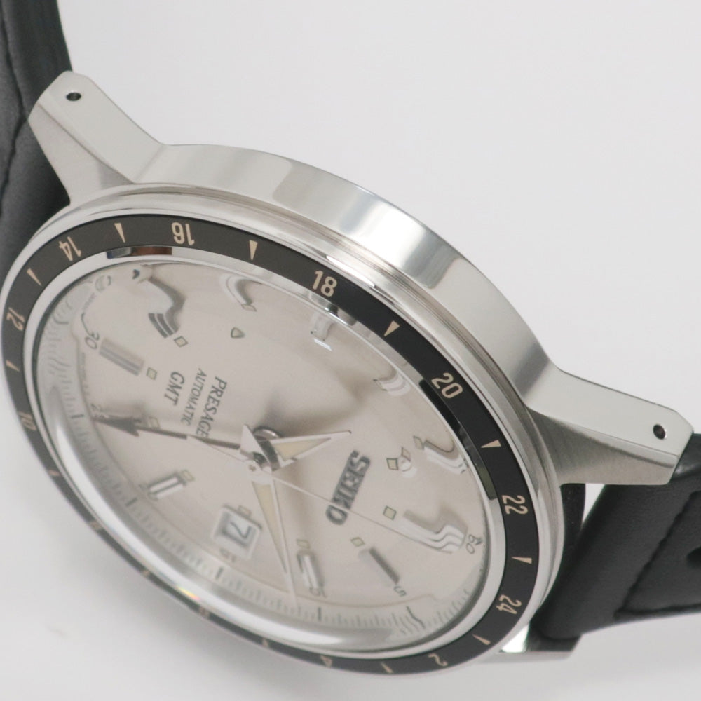 Seiko GMT SARY231 4R34-00B0 Silver SS/Leather Automatic Rolling