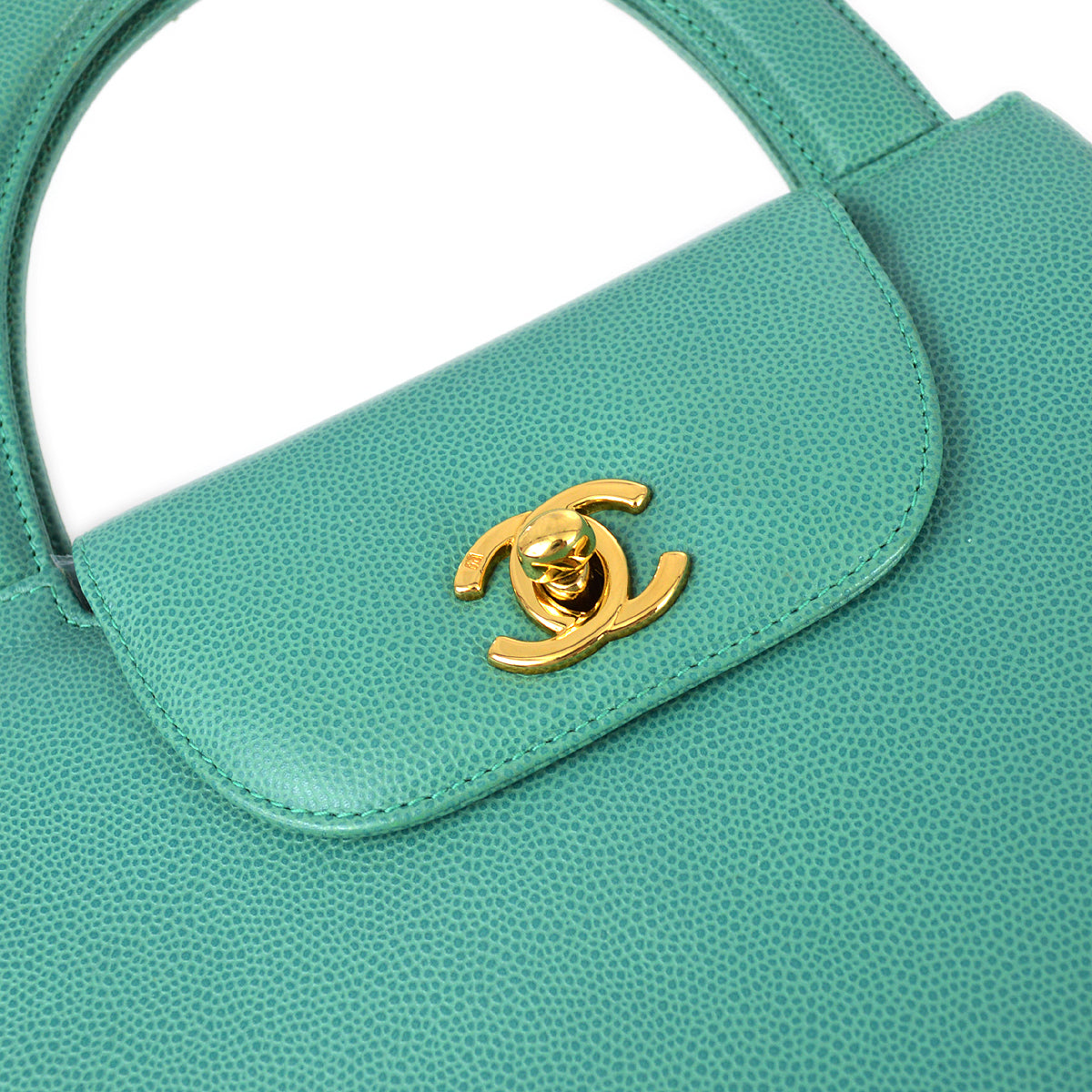 Chanel 1997-1999 Green Caviar 小號購物手提包