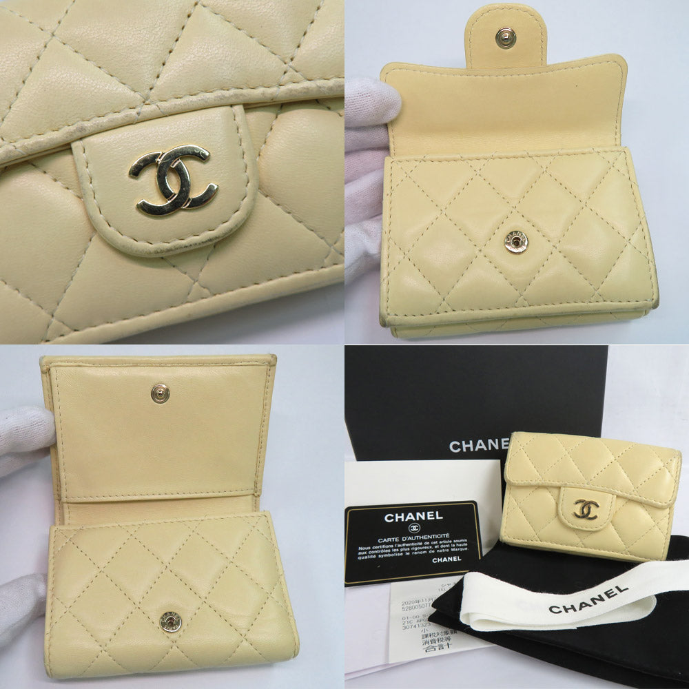 Chanel Classic Small Flap Wallet AP0230 Matrasse Yellow G   Coco Three Folded Wallet