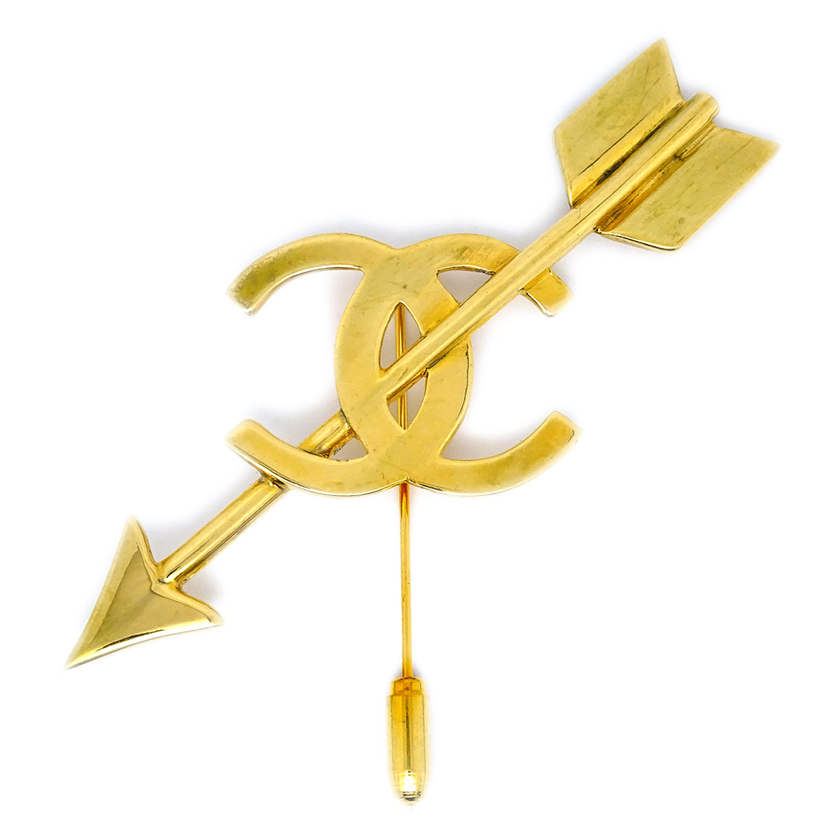 Chanel Bow And Arrow Brooch Pin Gold 93A