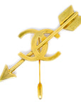 Chanel Bow And Arrow Brooch Pin Gold 93A