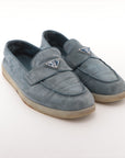 Prada Suede Shoes 7 1/2 Men Blue 2DG124 Triangle Logo