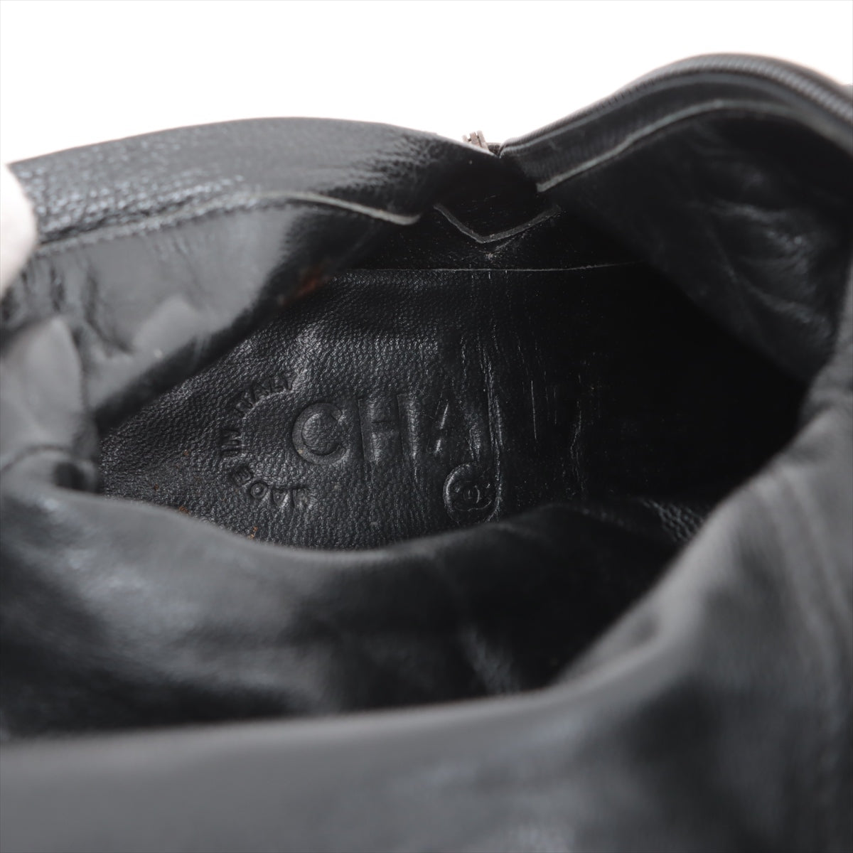 Chanel Leather Long Boots 37  Black Hair Lightweight Yablet