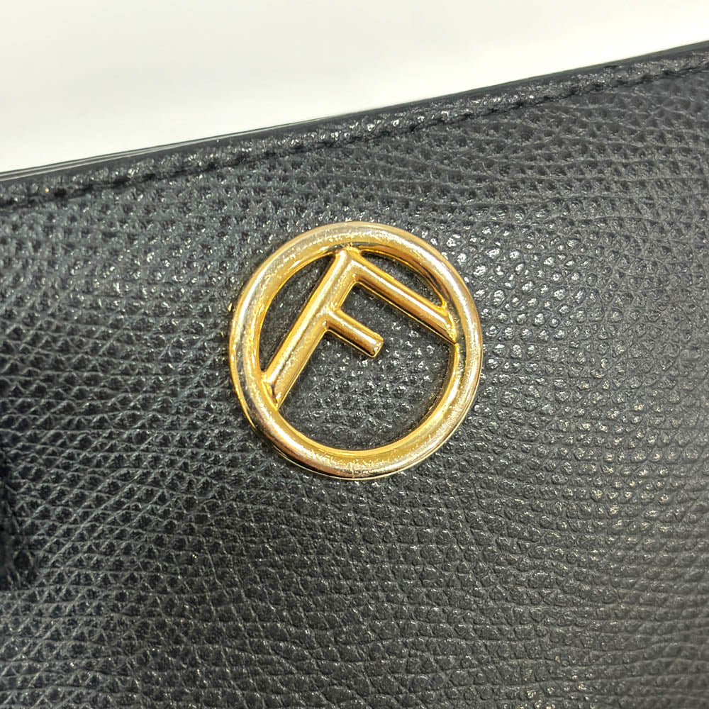 Fendi 8M0387 Leather Black Two Fold Wallet Gold Wallet