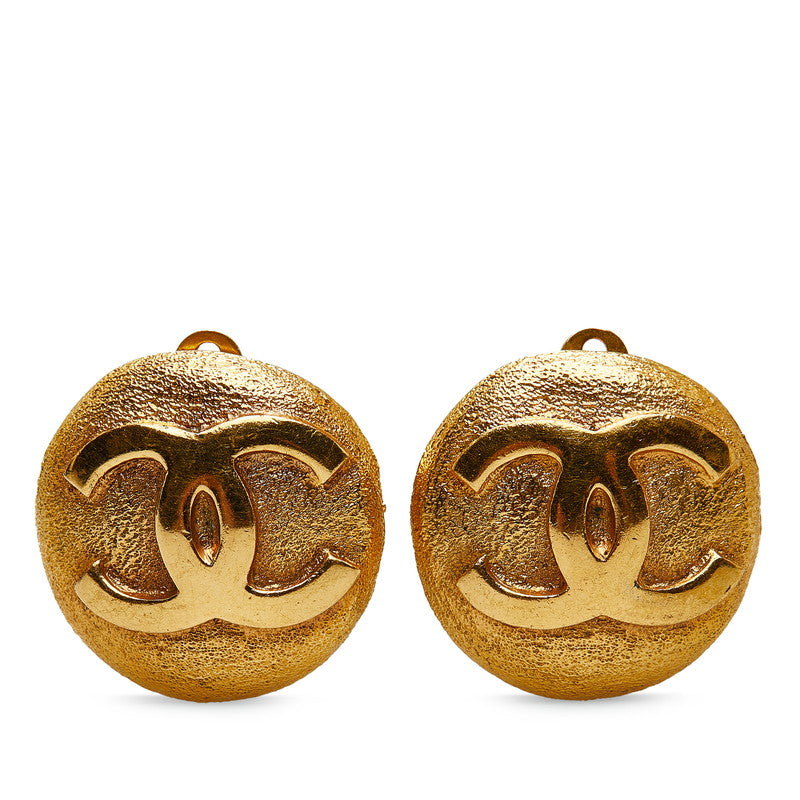 Chanel Vintage Coco Mark Round Earrings Gold Plated Women&#39;s