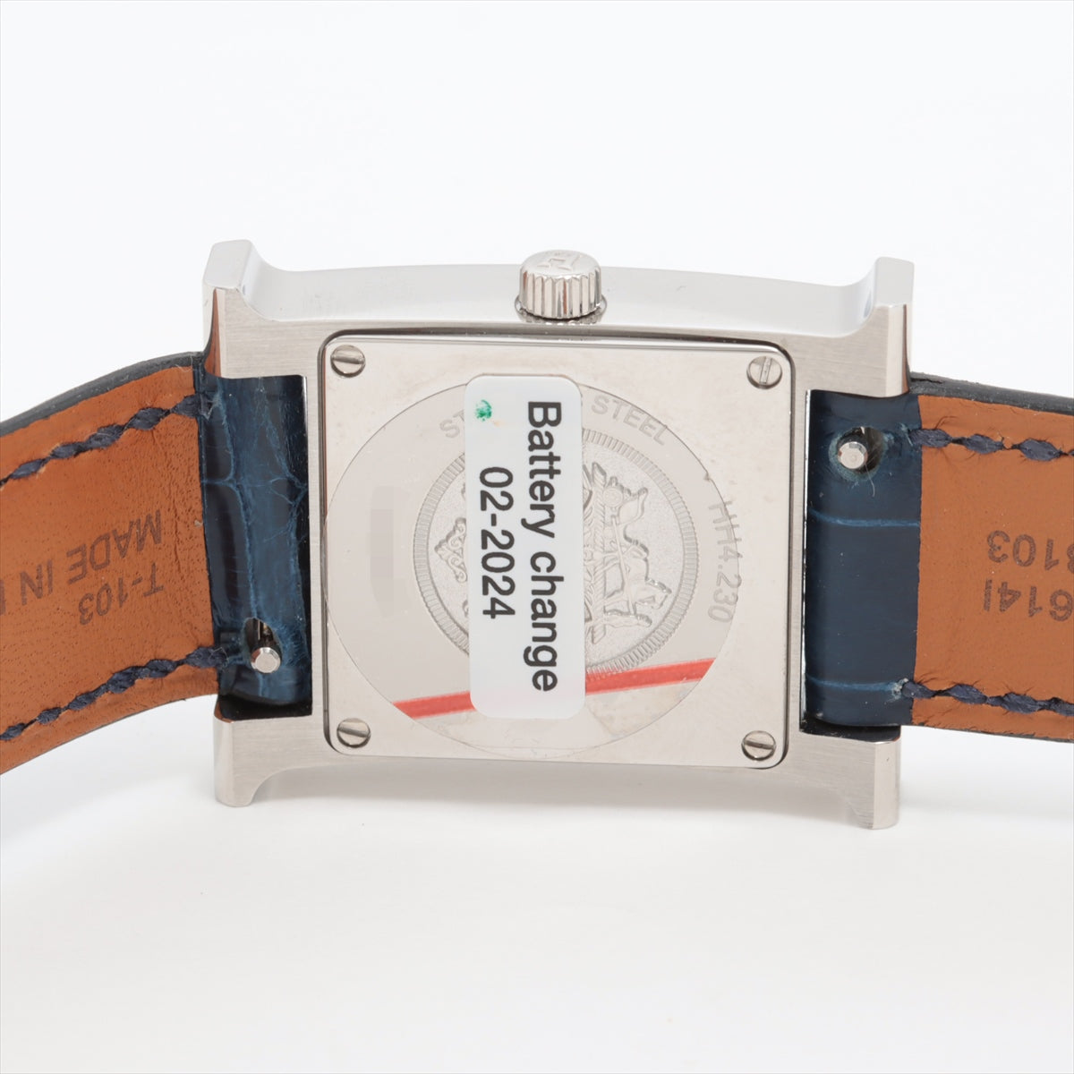 Hermes H Watch HH4.230 SS  Leather QZ Blue  Aventurin