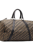 Dior Trotter Oblique Handbag Boston Bag Navy Beige Linen Leather  Dior