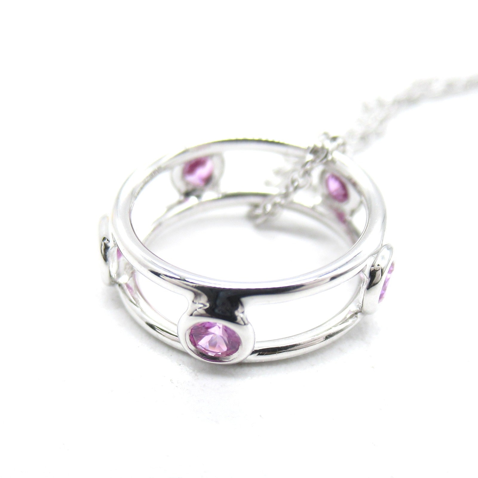 TIFFANY&amp;CO Double  Pink Sapphire Necklace Collar Jewelry K18WG (White G) Pink Sapphire  Pink Collar