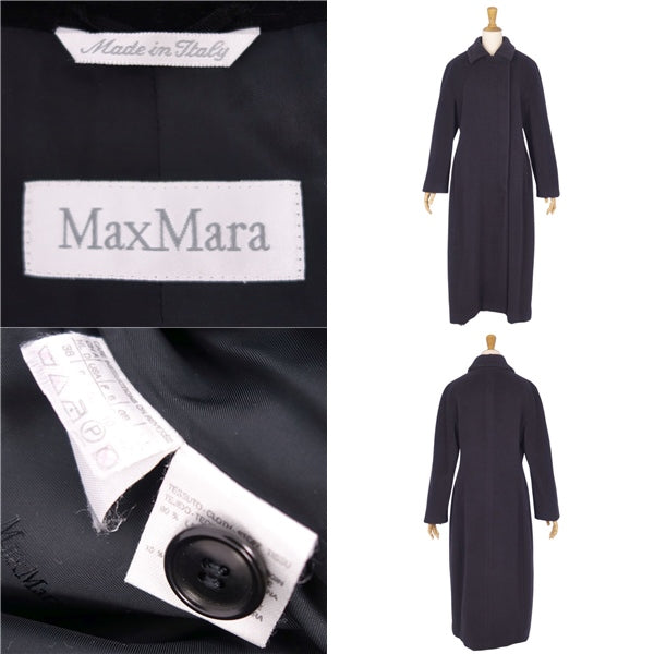 Max Mara Coat Long Coat Double Breasted Wool  JI42 USA8 FB40 (M equivalent) Black