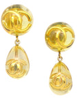 Chanel Dangle Earrings Gold Clip-On 25 Yellow