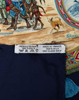 Hermes Carré 90 Cavaliers Peuls Swimming Pool Rider SCalf Navy Yellow Multicolor Silk  Hermes