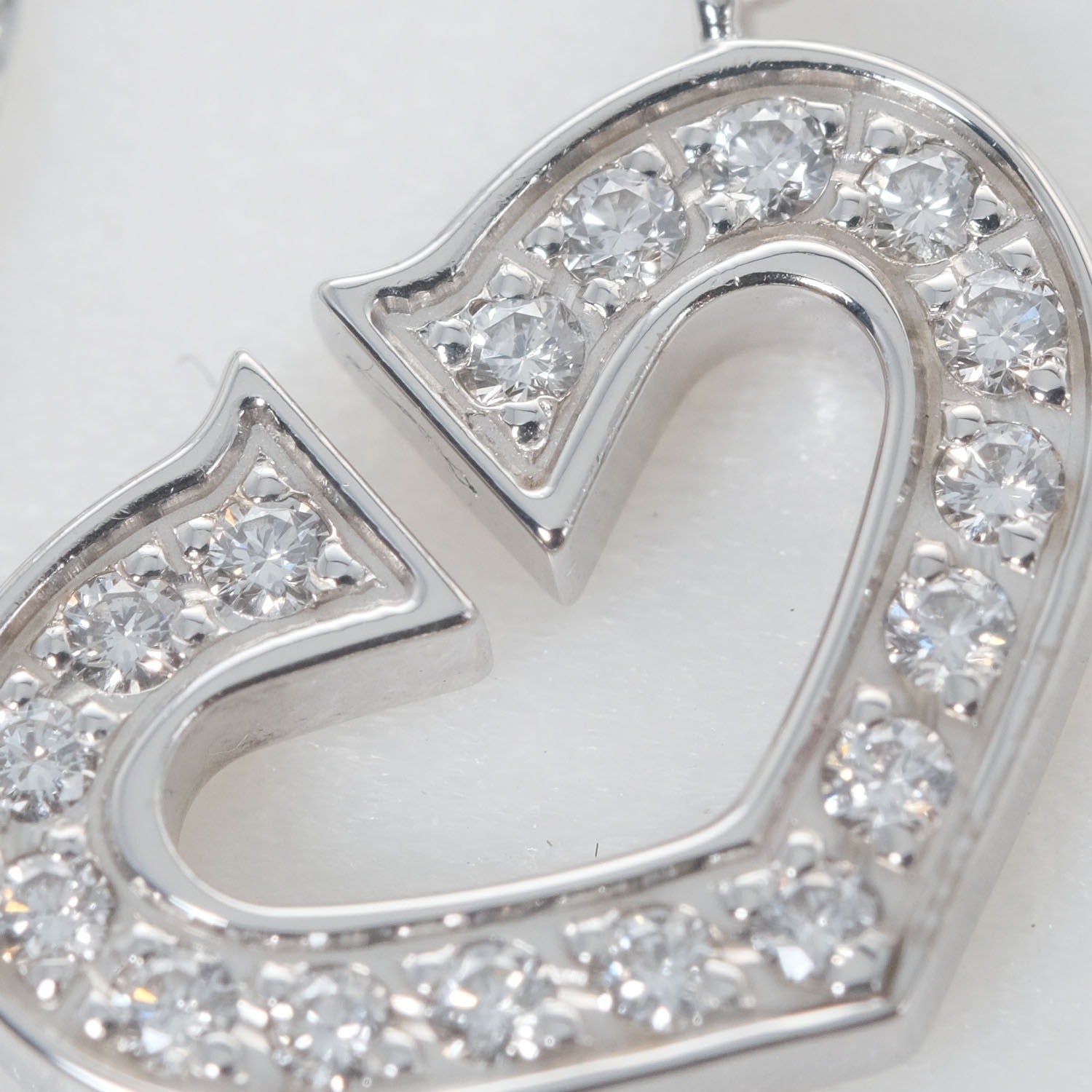 Cartier C Heart Necklace K18WG 17P Diamond White G Cartier  A+ Ranked  Collar