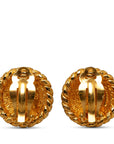 Chanel Round Medallion Clip On Earrings Gold Plated Women's