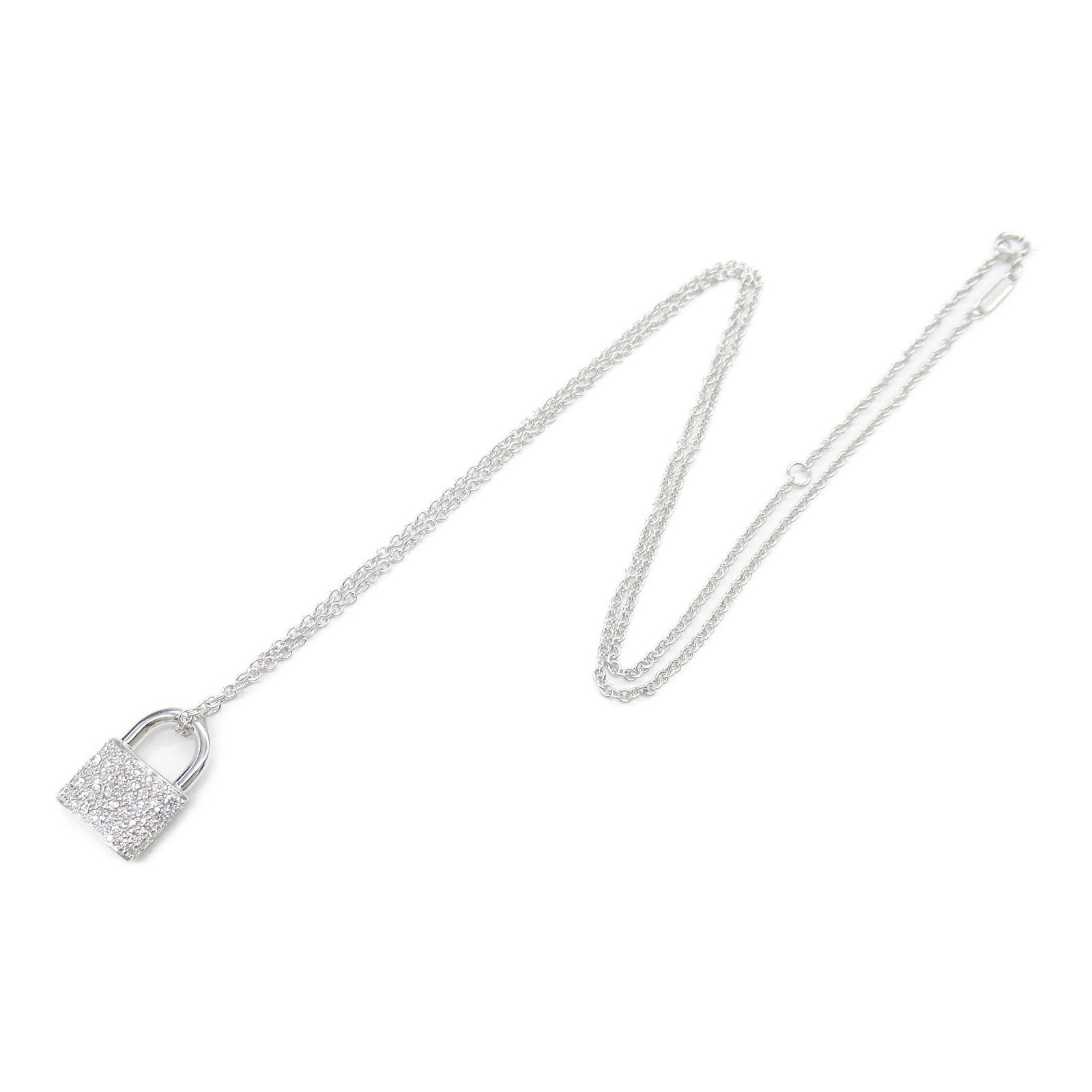Tiffany TIFFANY&CO hardware lock diamond necklace necklace jewelry K18WG (white g) diamond  clearance
