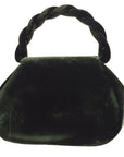 CHANEL * 1994-1996 Top Handle Bag Dark Green Velvet