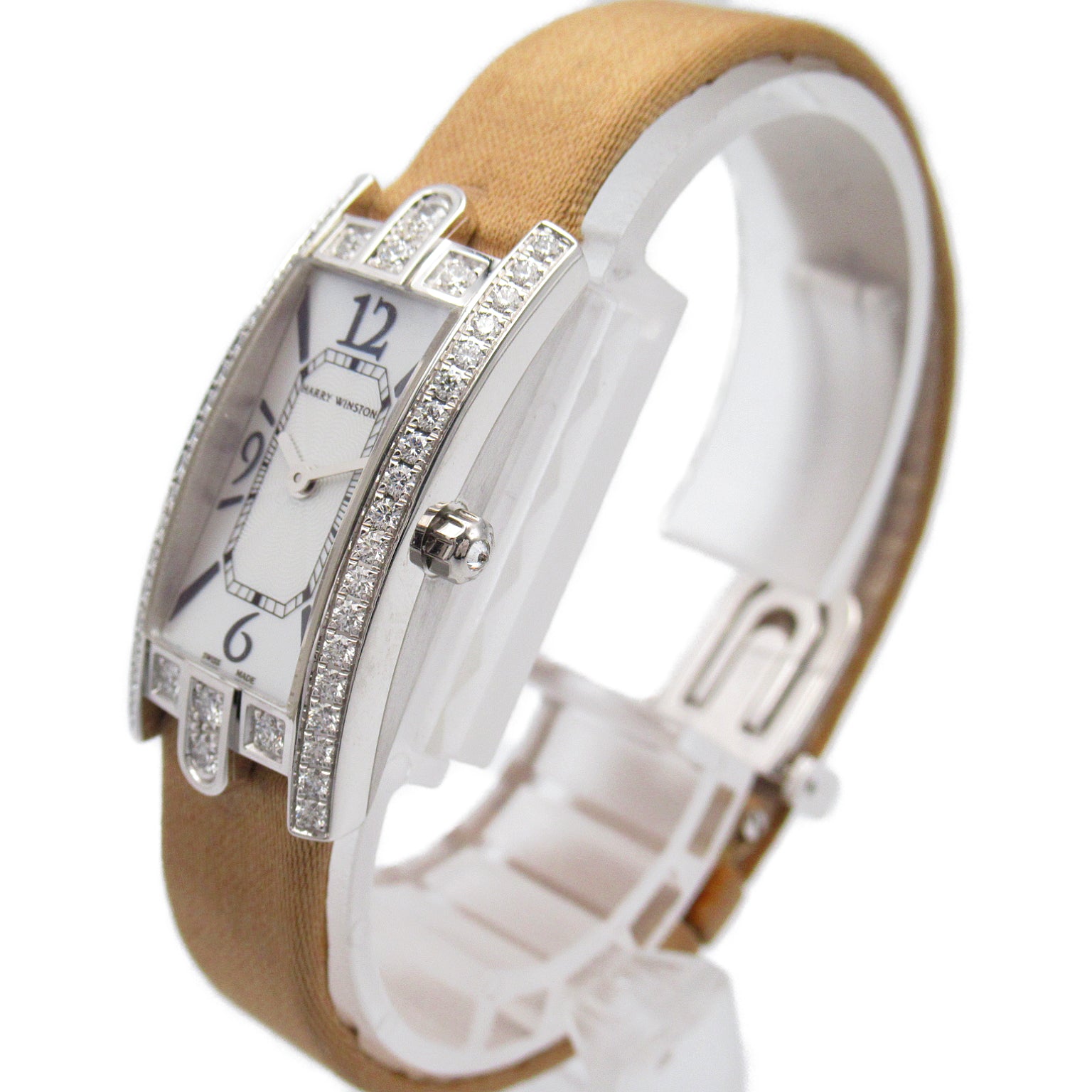 Harry Winston Harry Winston Avenue C Mini Watch Watch K18WG (White G) Leather Belt  White S AVCQHM16WW024