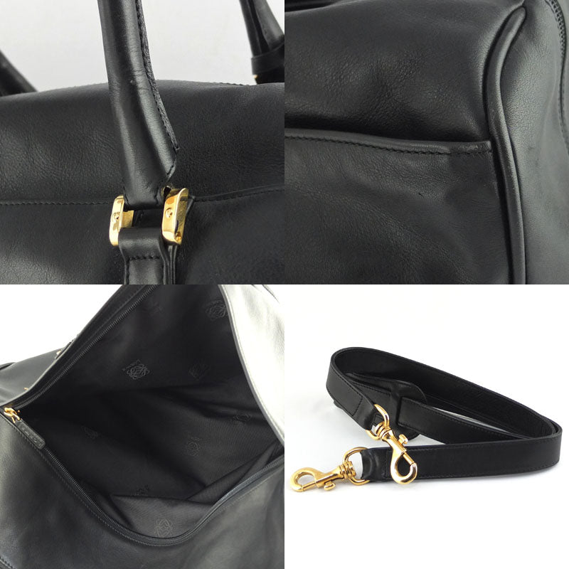 Loewe Boston Bag 2WAY Travel Bag Black G  Leather