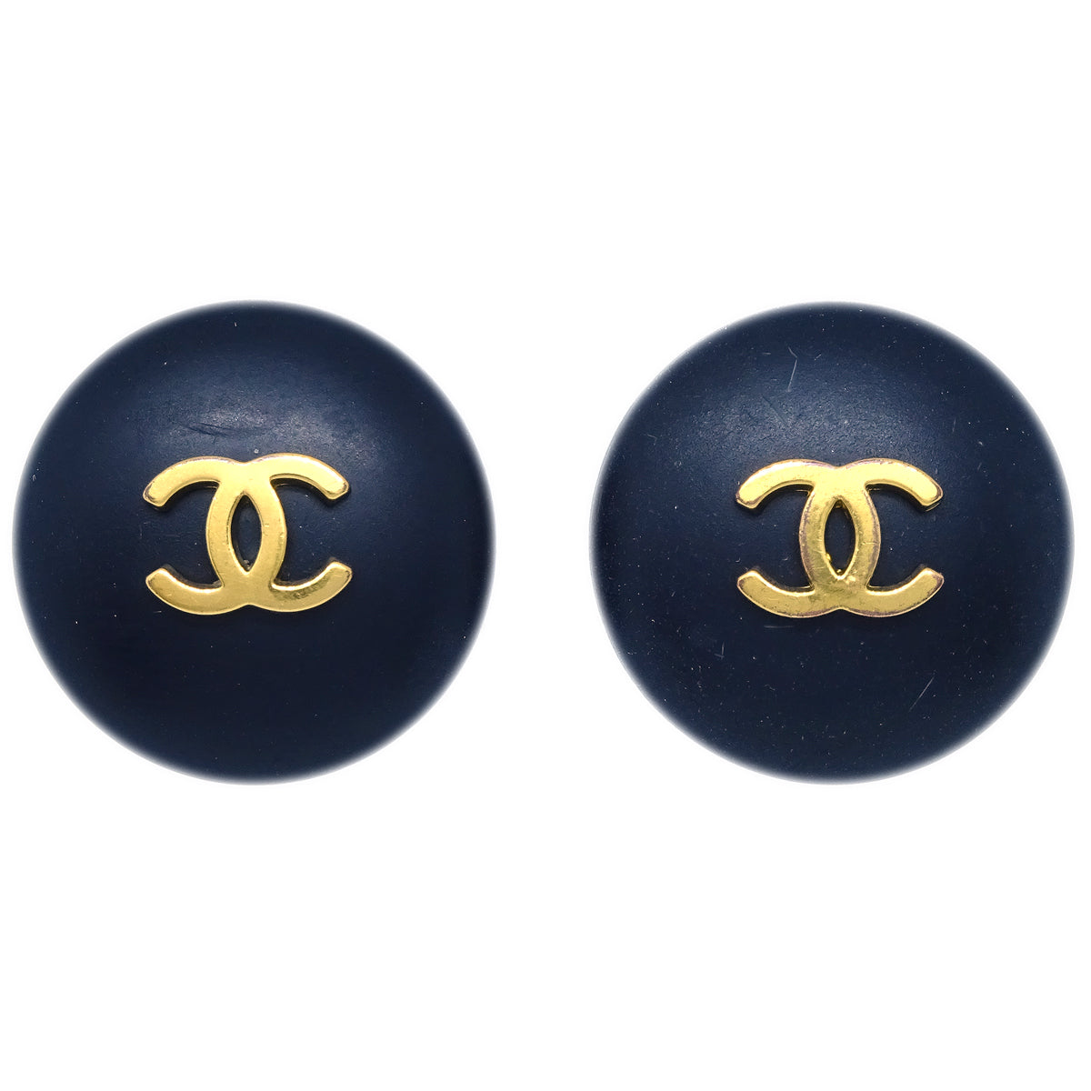 Chanel 1995 Gold &amp; Black &#39;CC&#39; Button Earrings