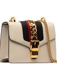 Gucci Sy Line Silver Smol Pulled Chain Shoulder Bag 431666 White G Leather  Gucci