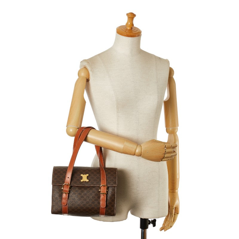 Celine Macadam f Mini Boston Bag Handbag Brown PVC Leather  Celine