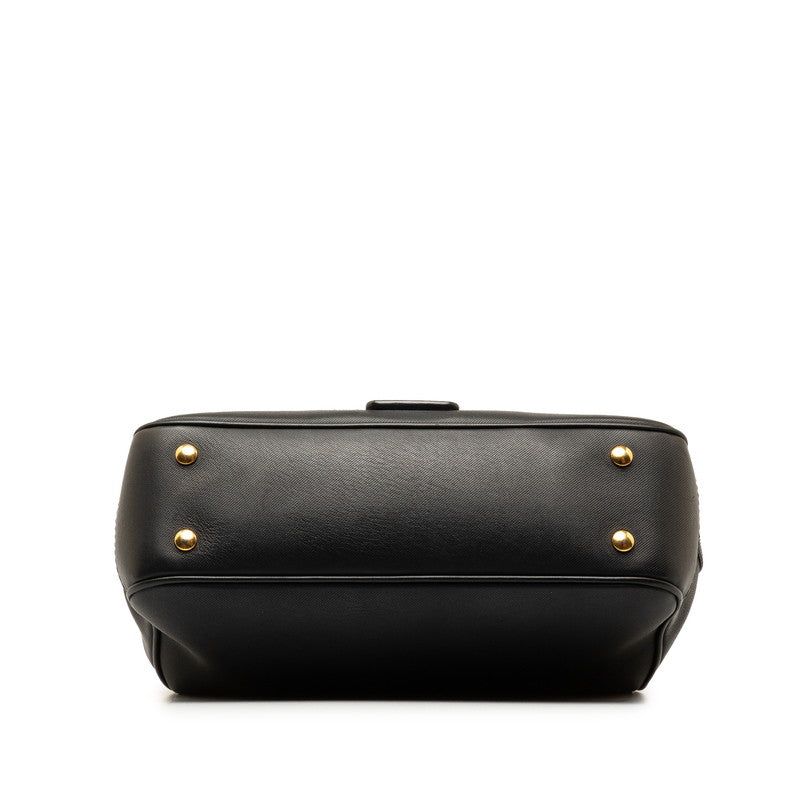 Burberry Nova Check  Handbag Shoulder Bag 2WAY Black Leather