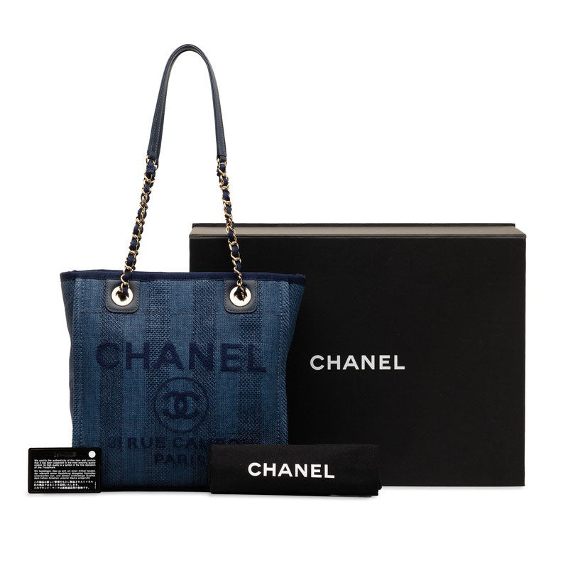 Chanel Denim Doverville PM Shoulder Bag Navy Canvas Leather  Chanel