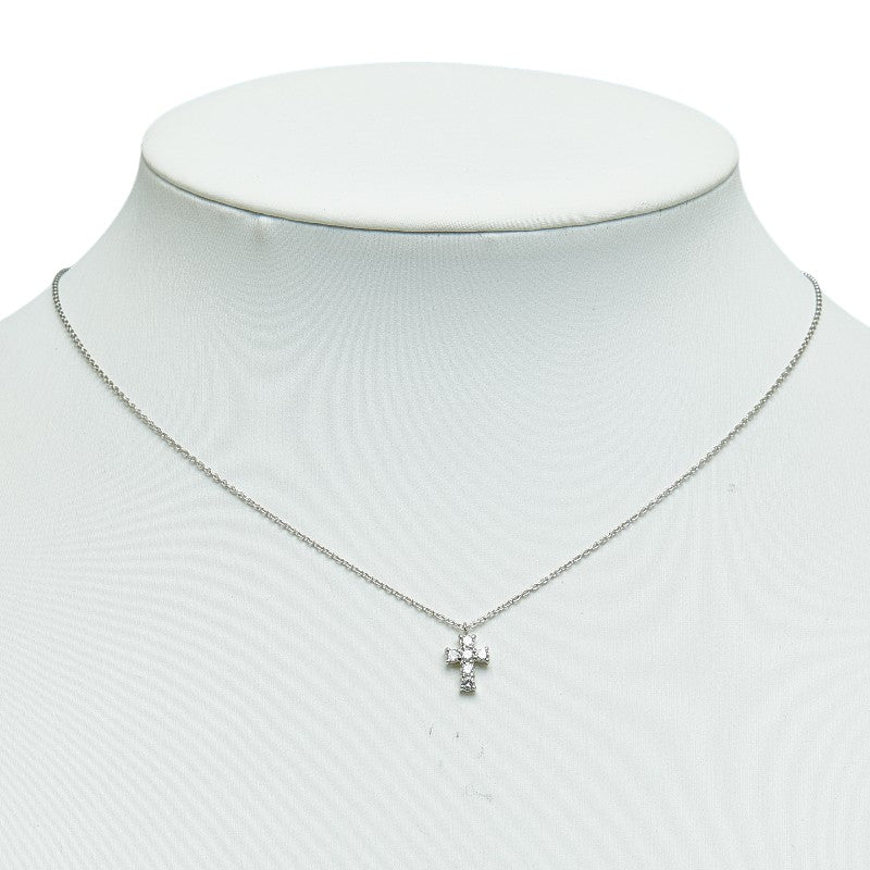 Vandome Pt900 Platinum Pt850 Platinum Diamond 0.18ct Cross Cross Motif Pendant Necklace  VANDOME