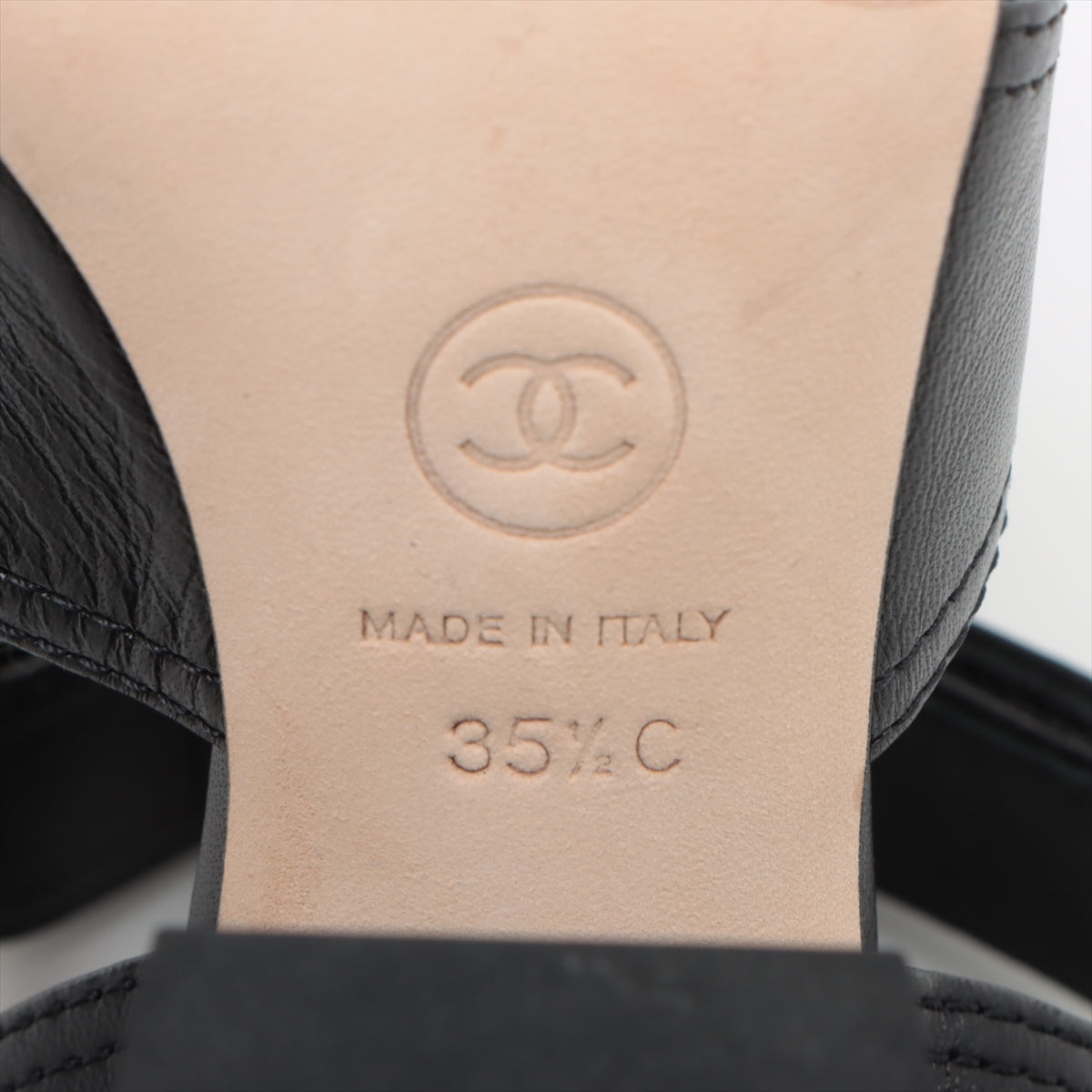 Chanel Coco 22SS Leather Sandal 35.5C  Black G37387 Turn-Lock