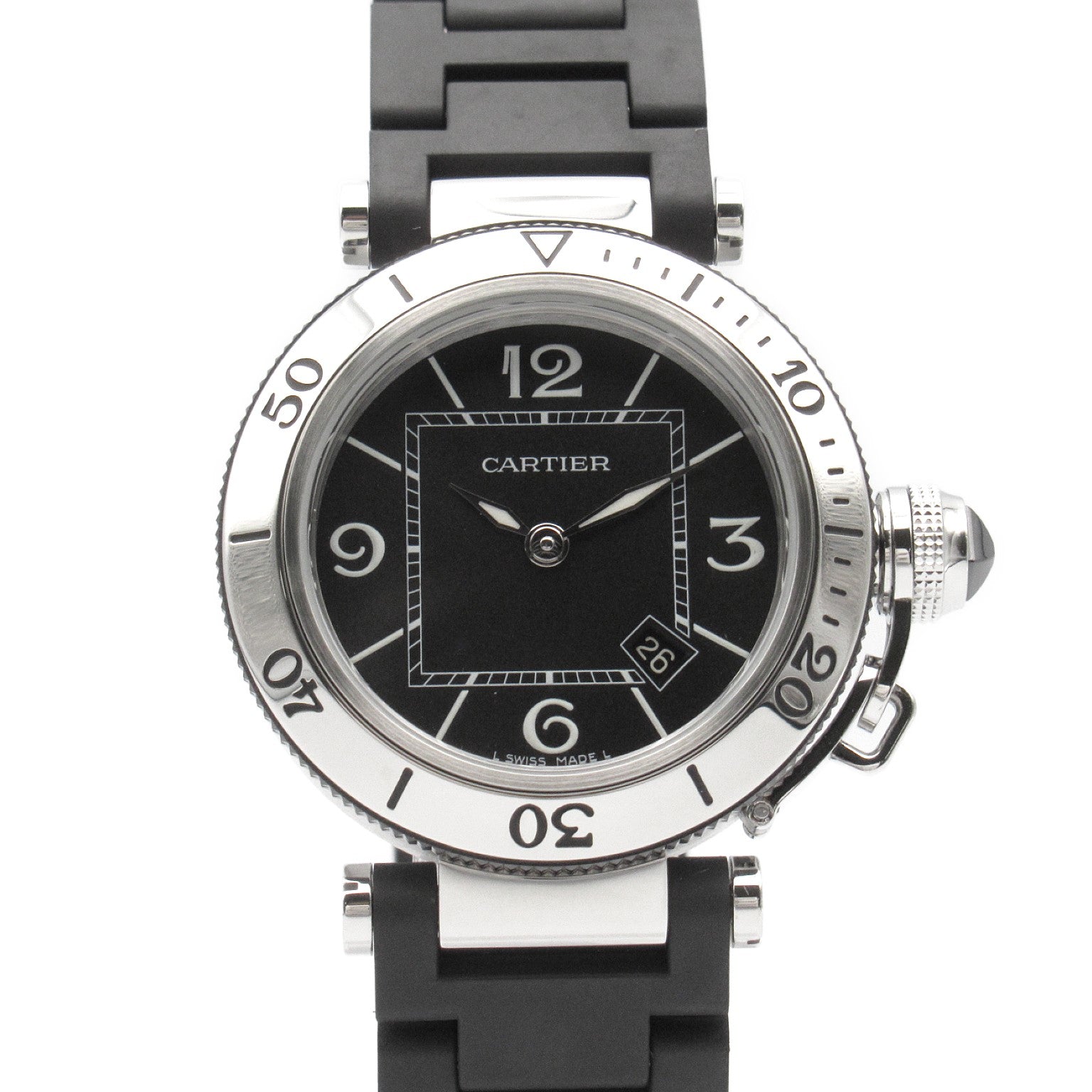 Cartier Cartier Pasha Seat Timer Watch Stainless Steel Lavender  Black W3140003