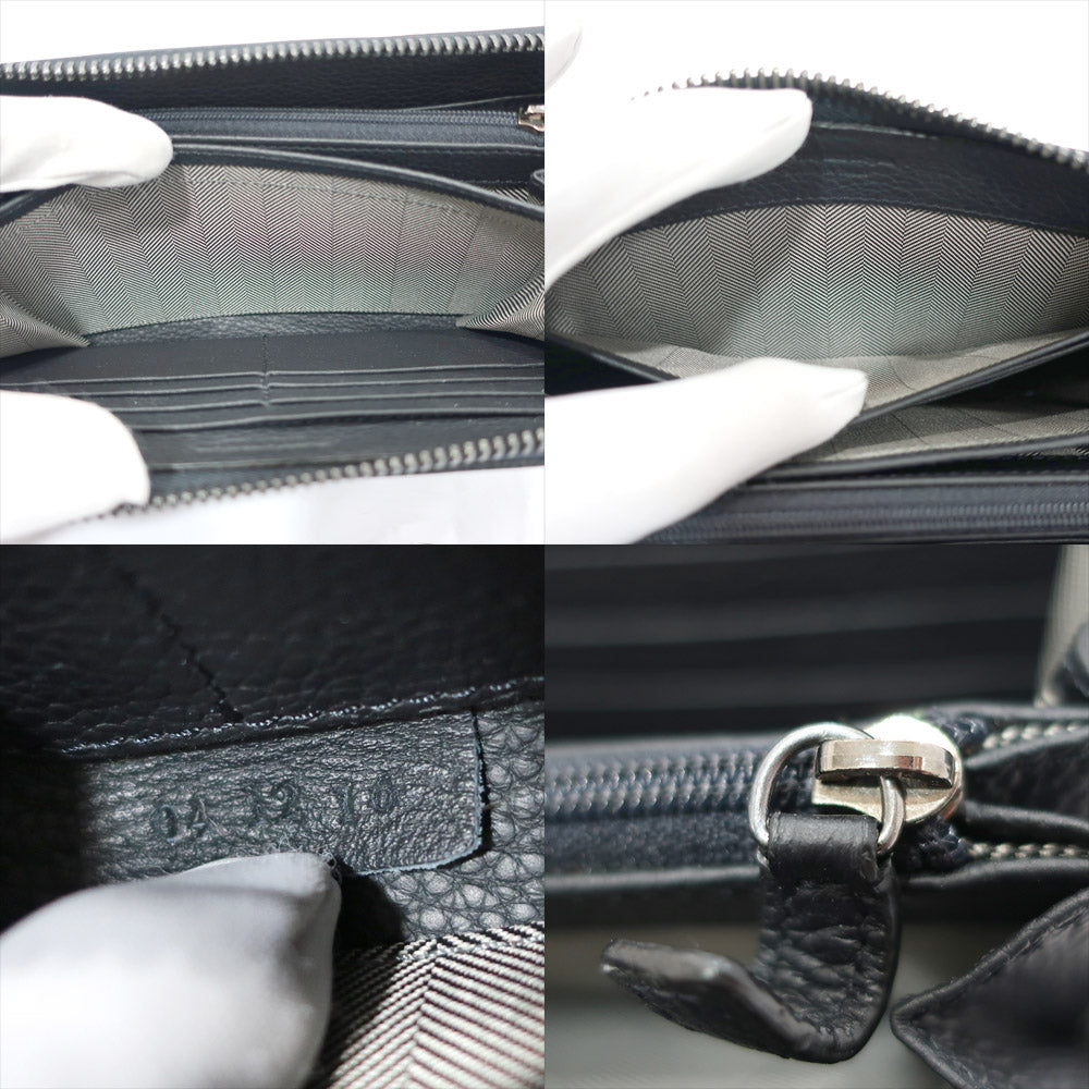 Ermenegildo Zegna Long Wallet C1209X-TOE Round  Leather Black Black Silver G  Mens Only  Console