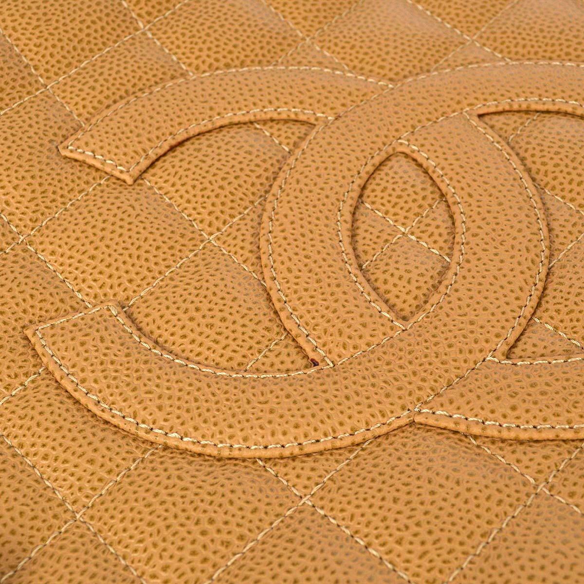 Chanel 2003-2004 米色魚子醬 Grand Shopping 托特包 GST 鏈條手提包